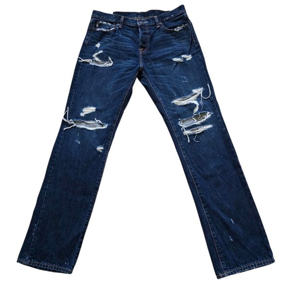 Abercrombie & Fitch Men w34 Jeans 34 Long Classic Straight Distressed - Picture 1 of 10